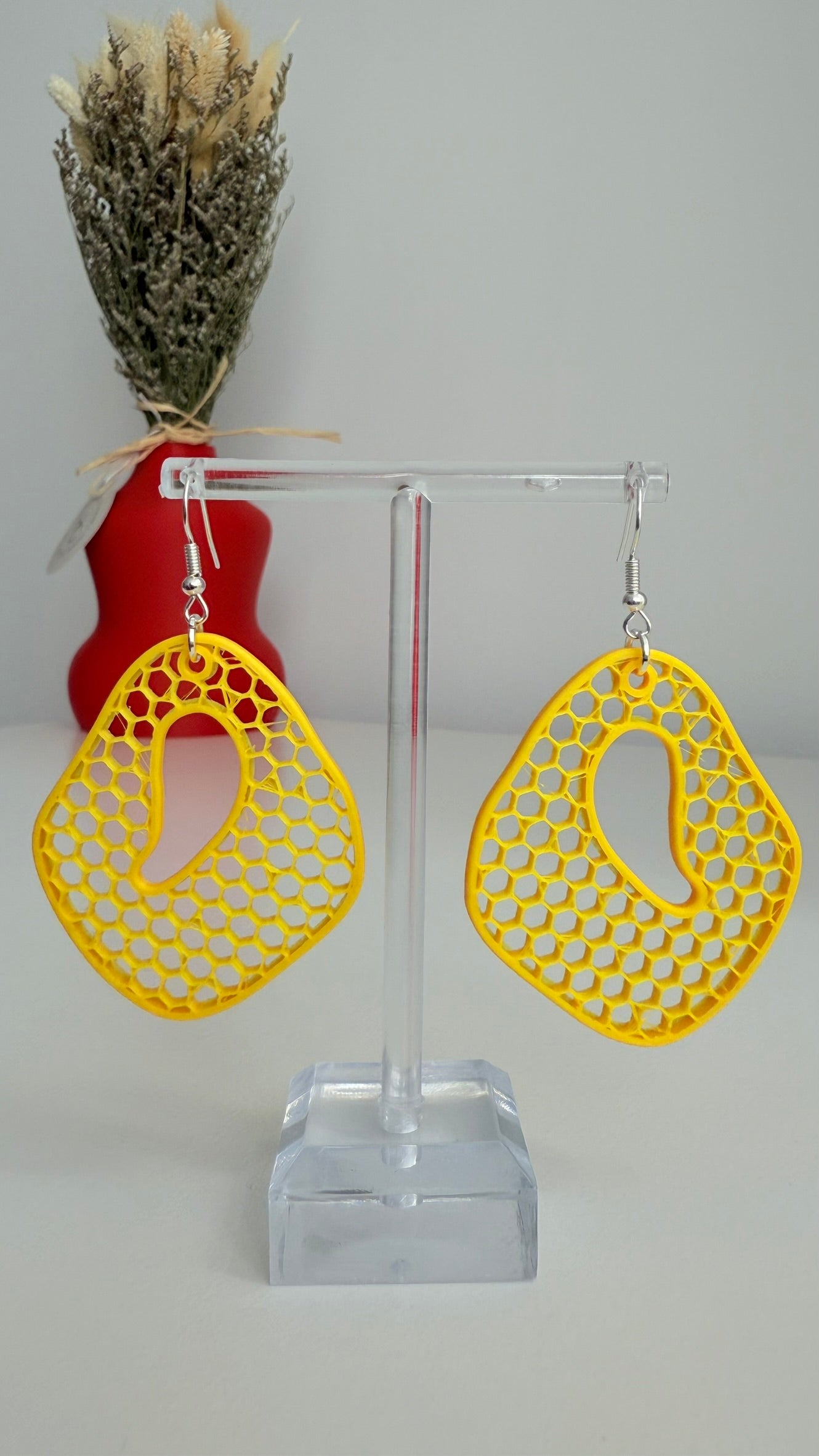 Honeycomb Ripple – Breezy - 3D Printed Earrings