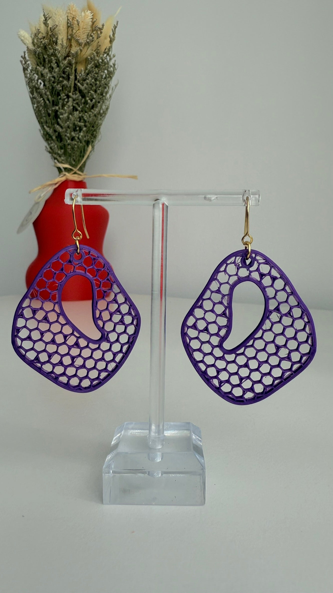 Honeycomb Ripple – Breezy - 3D Printed Earrings