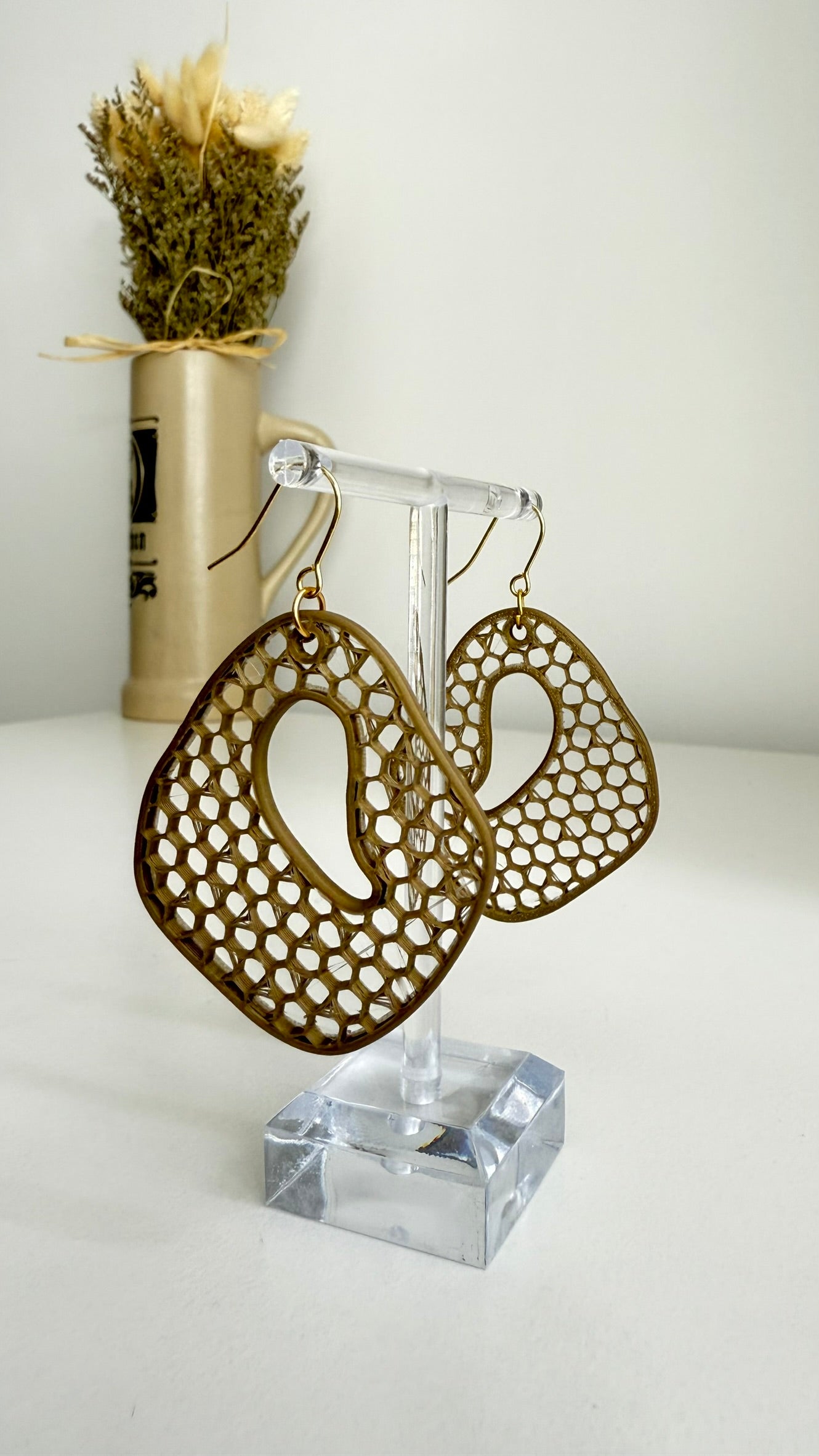 Honeycomb Ripple – Breezy - 3D Printed Earrings