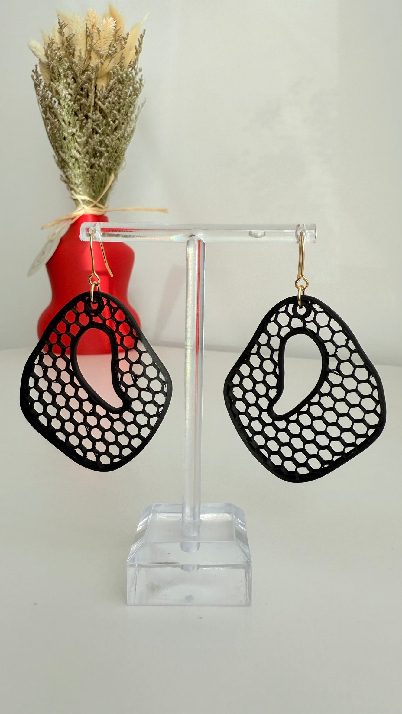 Honeycomb Ripple – Breezy - 3D Printed Earrings