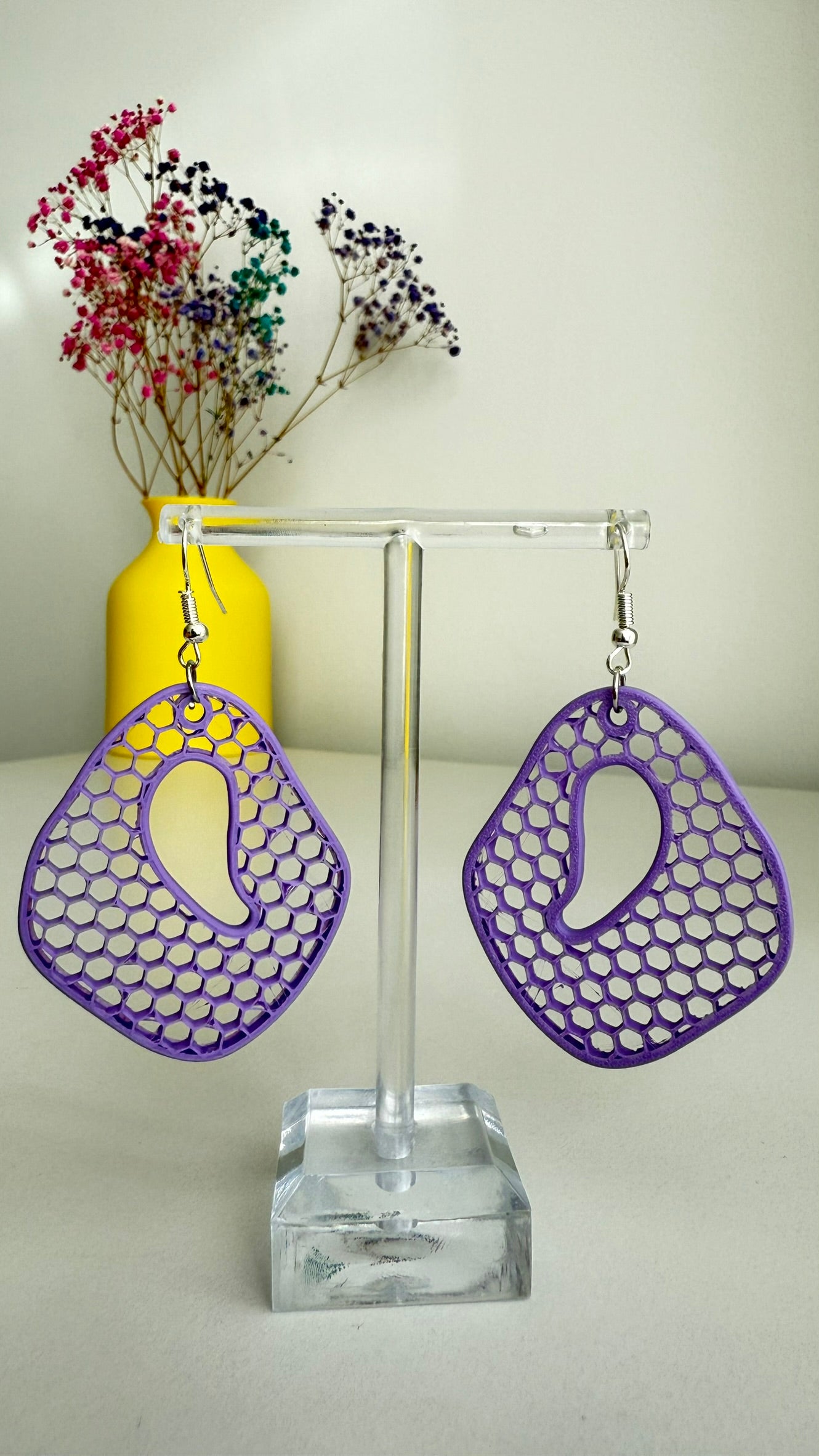 Honeycomb Ripple – Breezy - 3D Printed Earrings