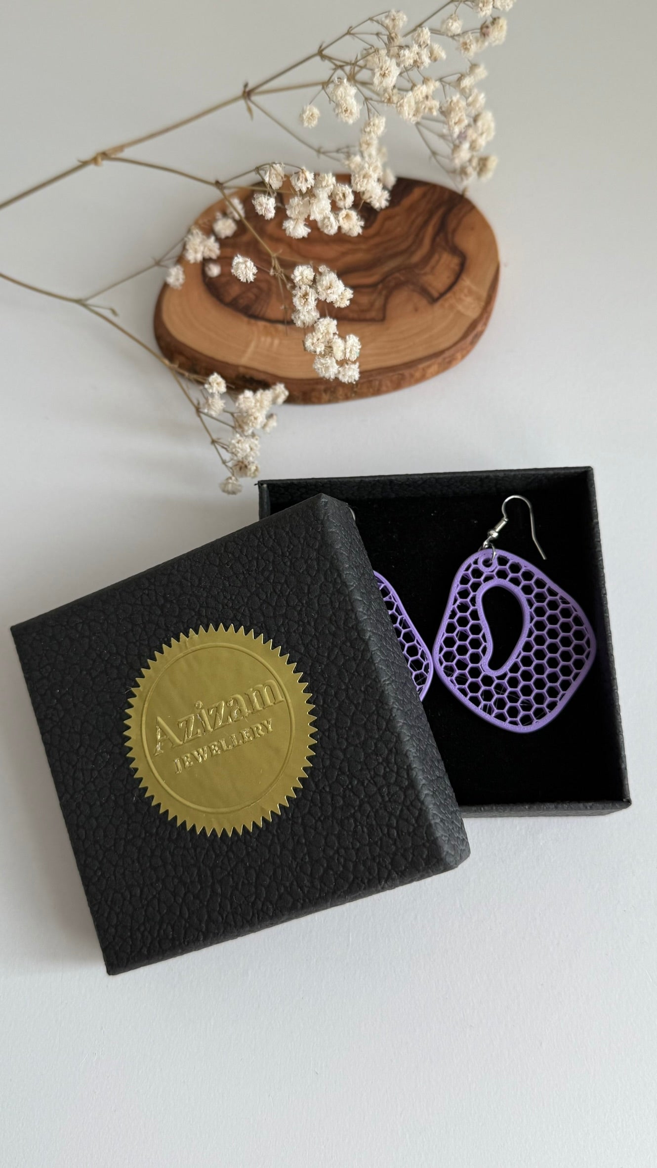 Honeycomb Ripple – Breezy - 3D Printed Earrings