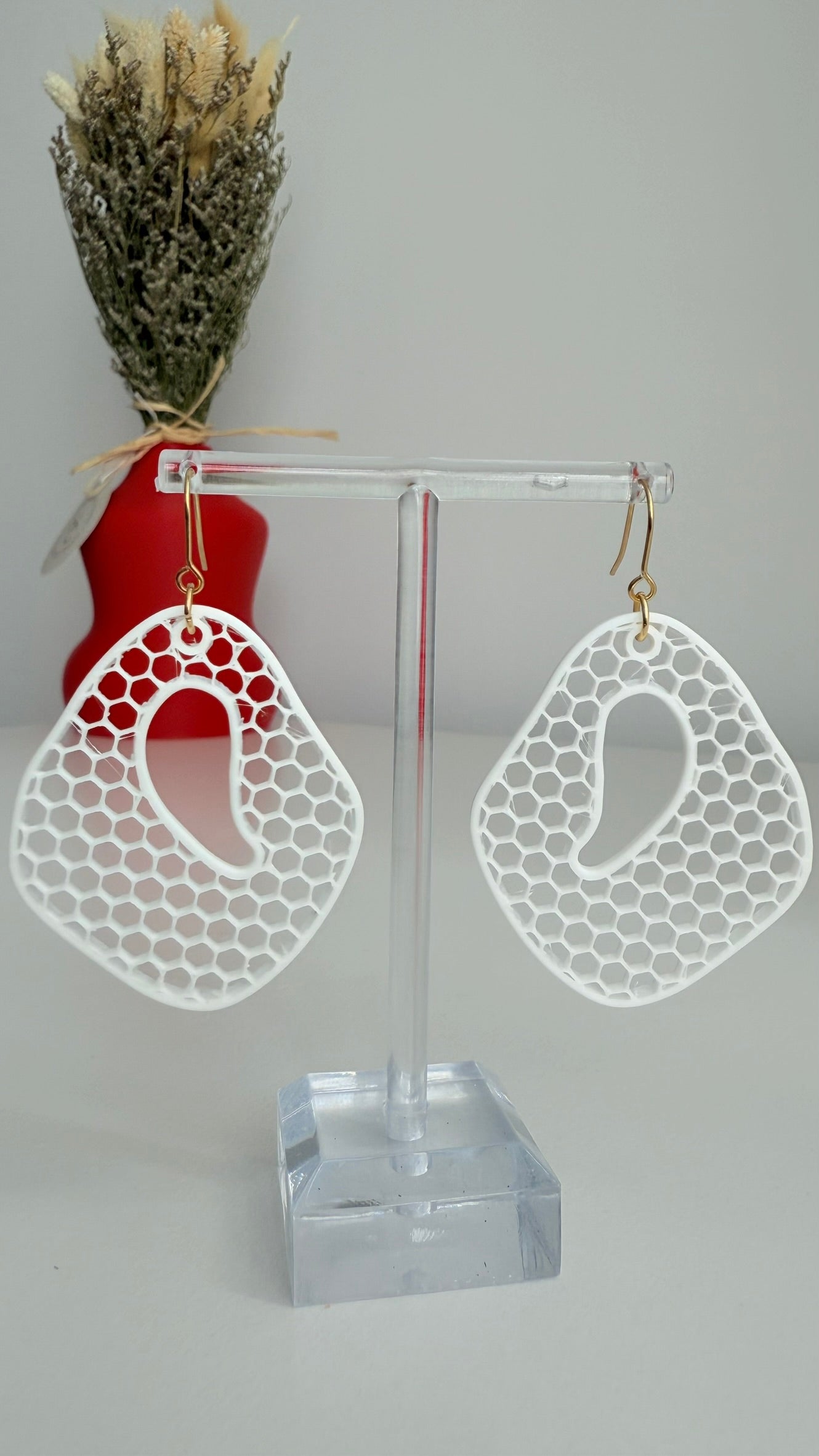 Honeycomb Ripple – Breezy - 3D Printed Earrings