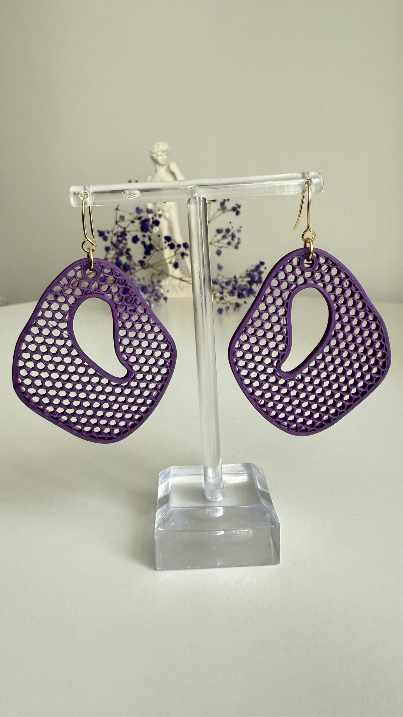 Honeycomb Ripple – Balanced- 3D Printed Earrings