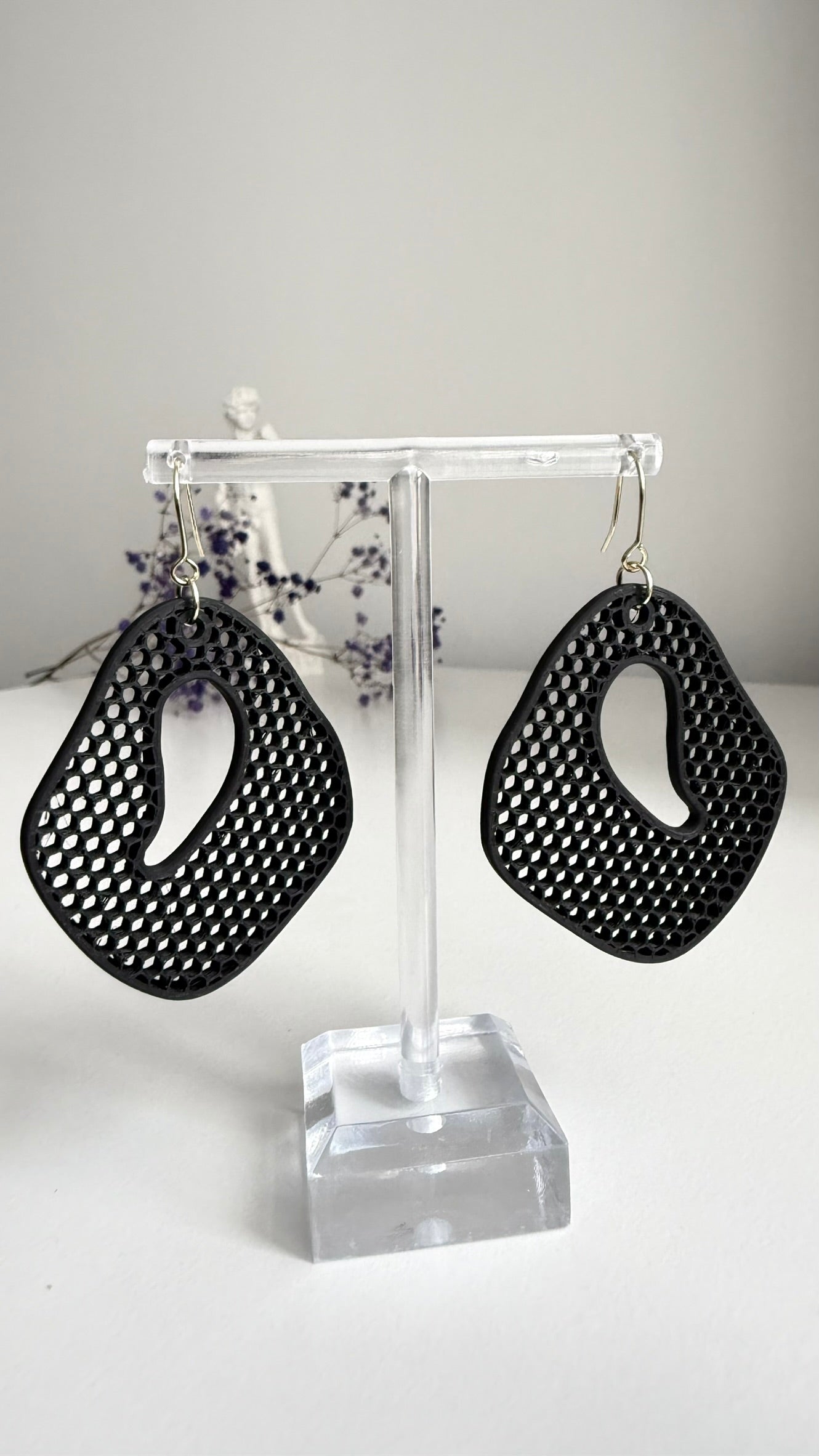 Honeycomb Ripple – Balanced- 3D Printed Earrings