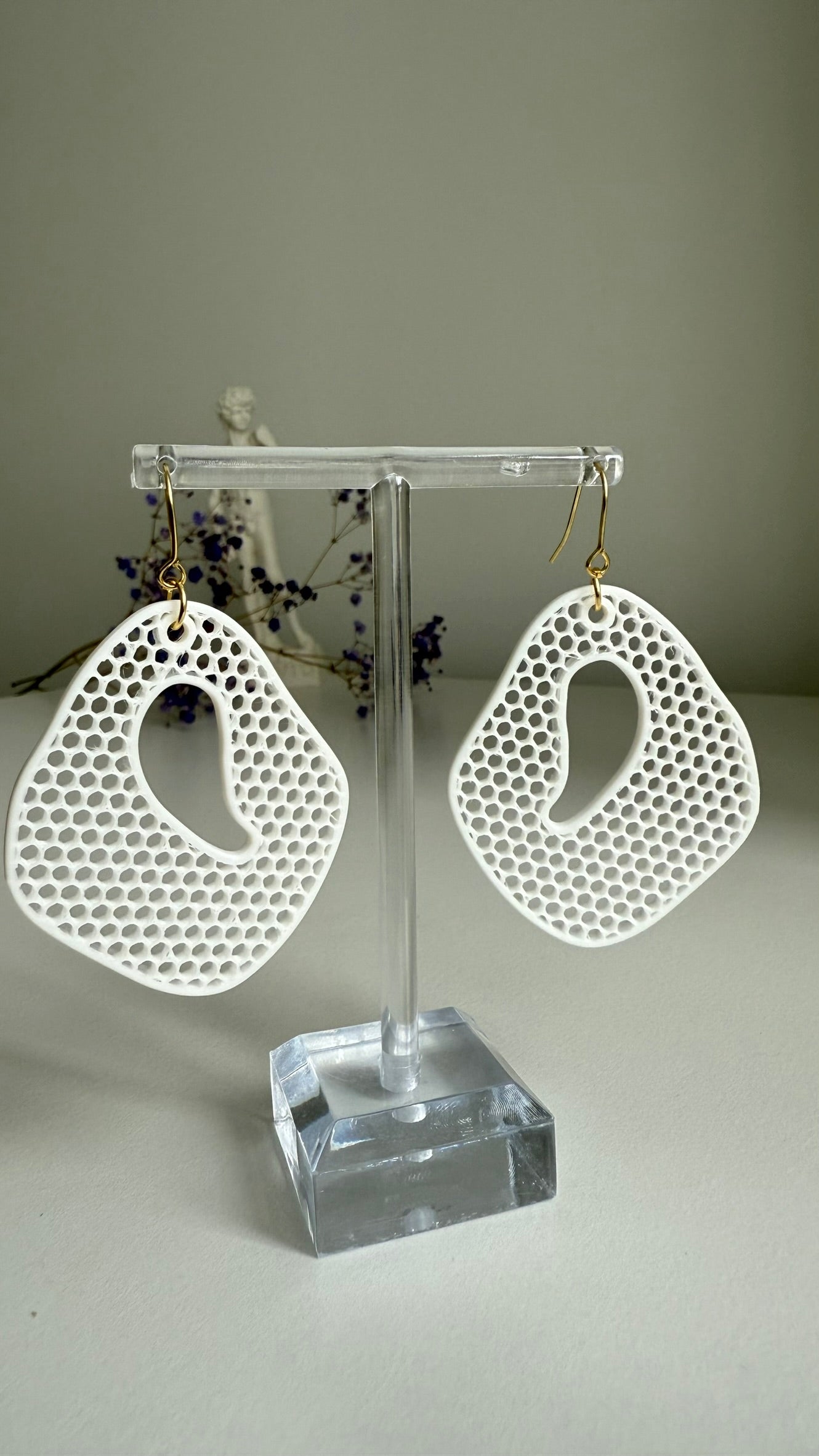 Honeycomb Ripple – Balanced- 3D Printed Earrings