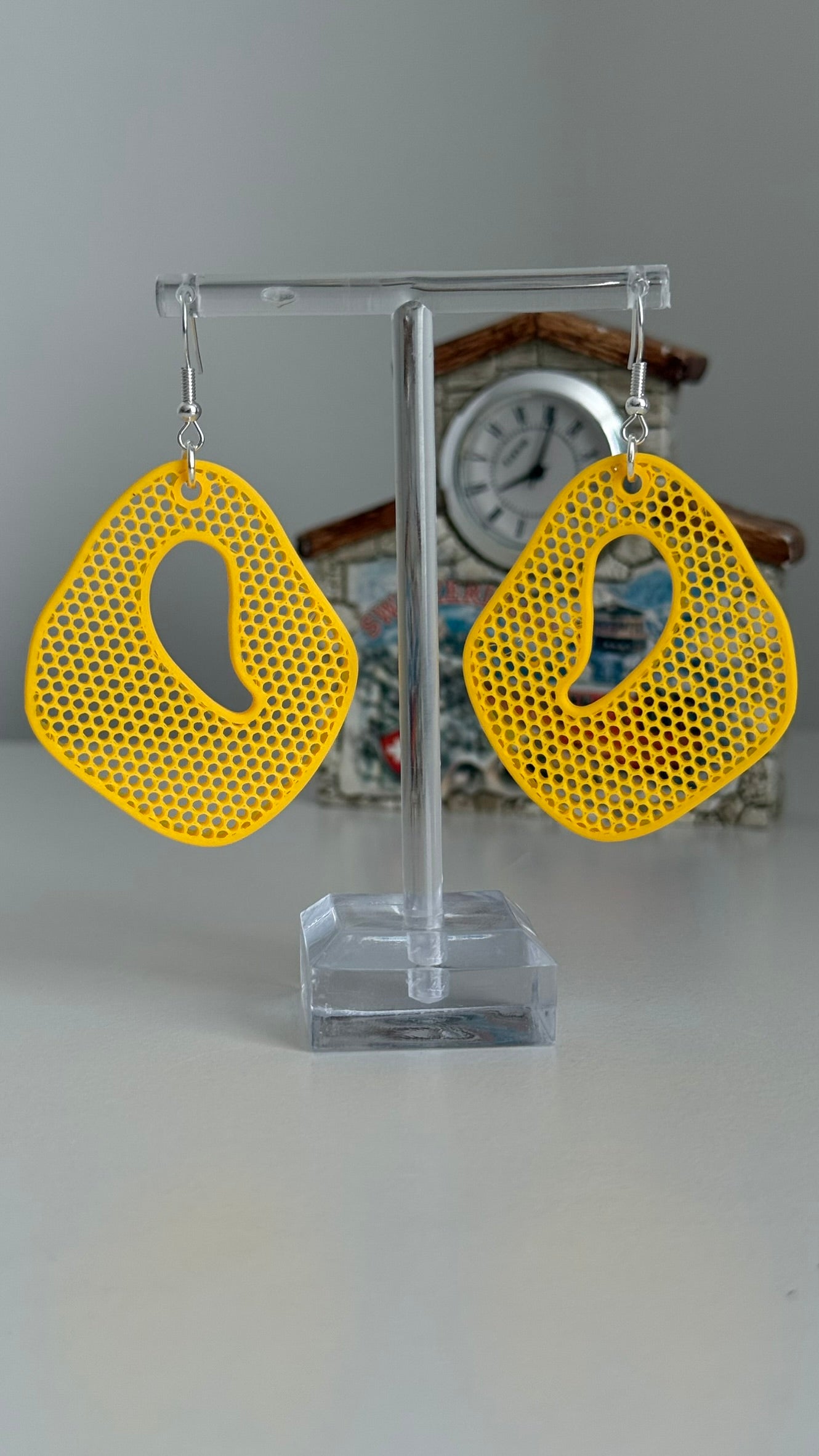 Honeycomb Ripple – Bold- 3D Printed Earrings